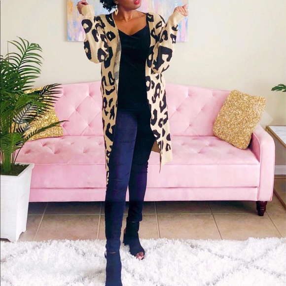 Boutique Leopard Print Open Front Cardigan - Picture 2 of 8